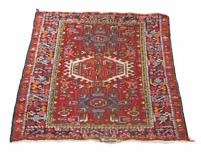 Appraisal: A Karaja Carpet Red geometric with center medallion outlined in