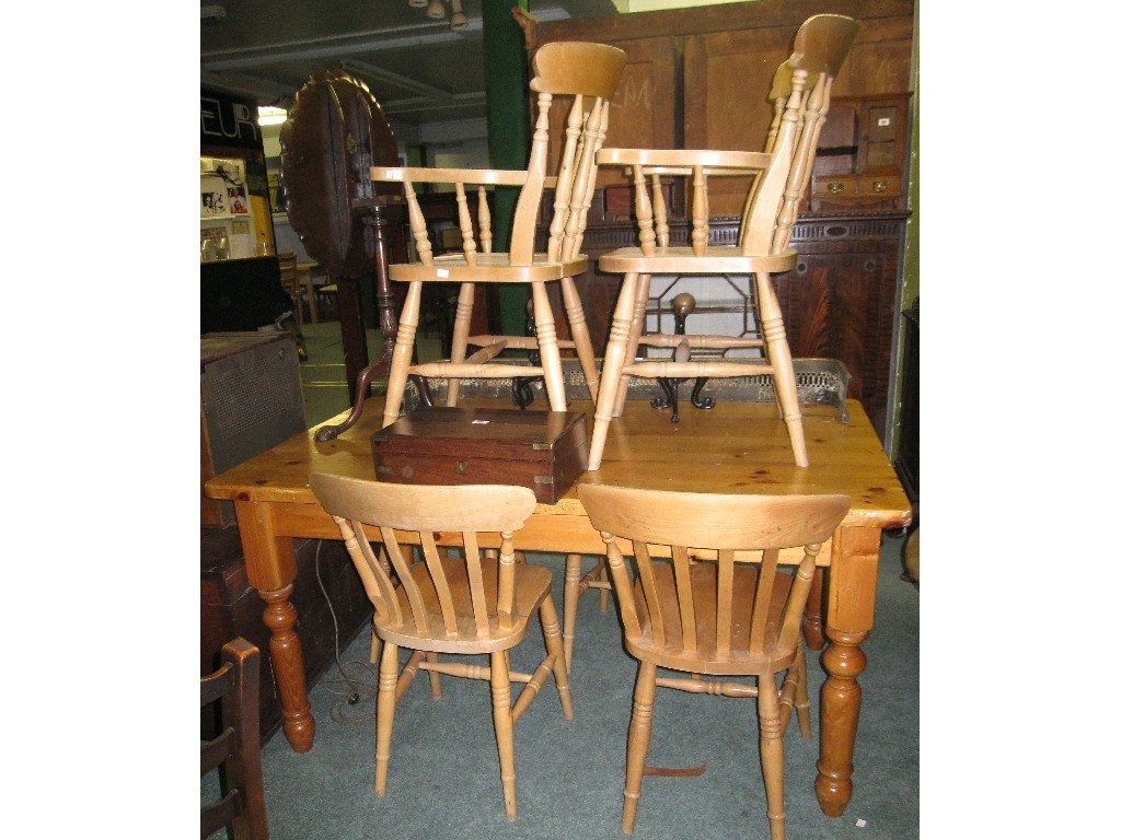 Appraisal: Pine kitchen table with six chairs