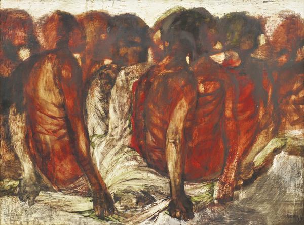 Appraisal: JACQUELINE HICK - Procession oil on board JACQUELINE HICK -