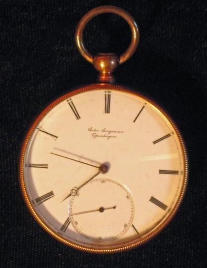 Appraisal: Yellow gold open face and back pocket watchjules jurgensen swiss