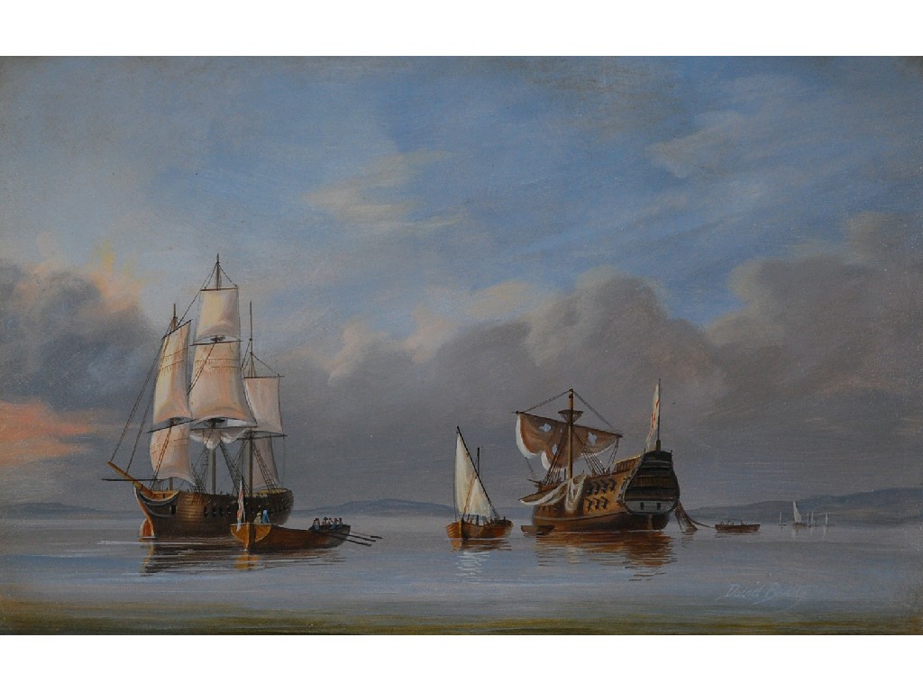 Appraisal: DAVID BEATTY twentieth century OIL ON BOARD Masted ships at