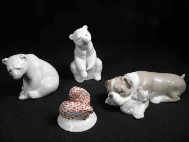 Appraisal: Lot of four porcelain figurines Includes Lladro ''Unlikely Friends'' Lladro