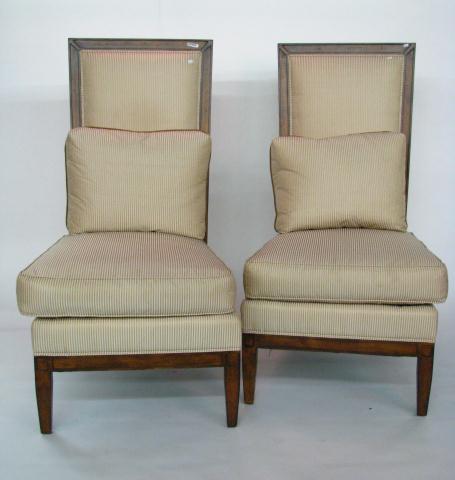 Appraisal: A pair of Henredon Armless Chairs with Silk Striped Upholstery