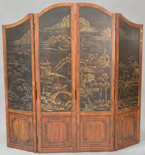 Appraisal: Four fold mahogany dressing screen ht in wd in Four