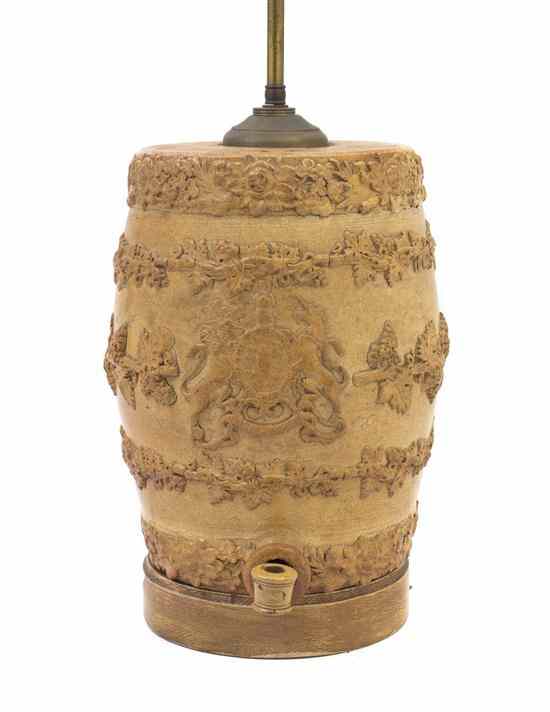 Appraisal: An English Ceramic Spirits Dispenser Lambeth Pottery having grapevine and