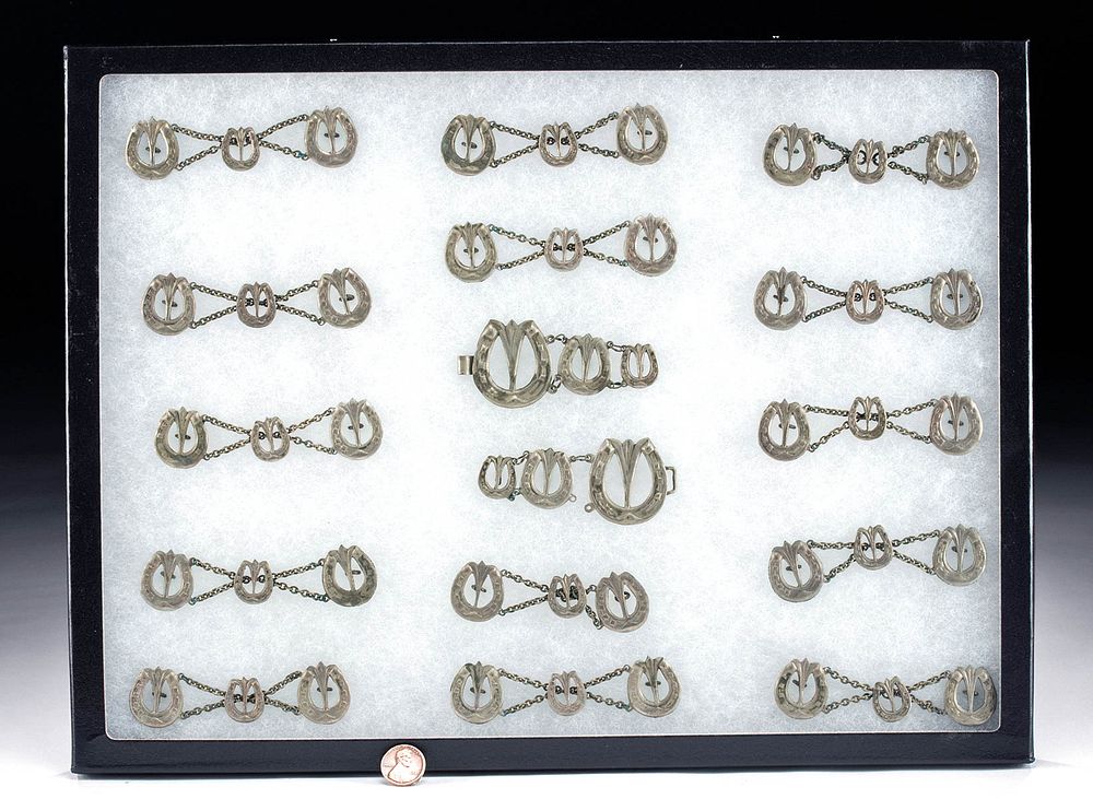 Appraisal: Antique English Nickel-Silver Jewelry w Horseshoes Northwestern Europe probably England