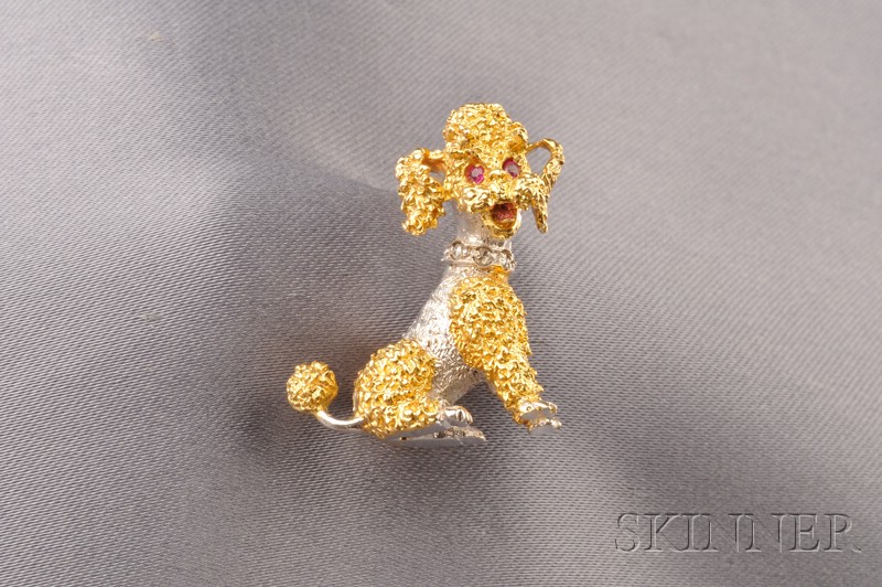 Appraisal: kt Bicolor Gold and Diamond Poodle Pin London the perky