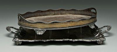 Appraisal: Two silver plated trays one oval with openwork gallery scroll