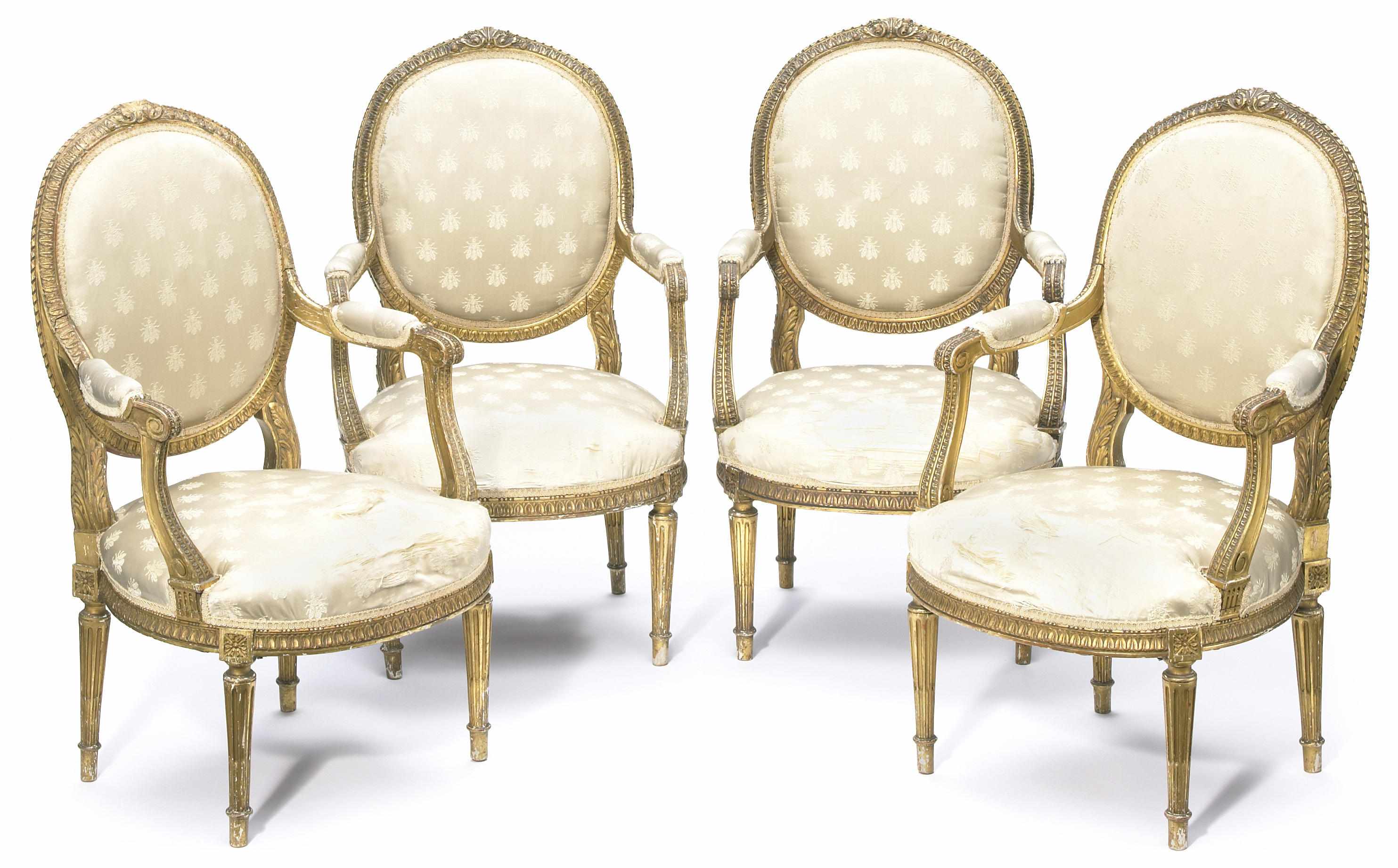 Appraisal: A Louis XVI style carved giltwood suite of seat furniture