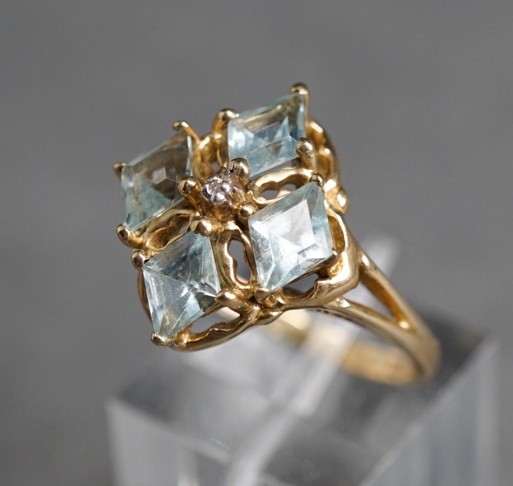 Appraisal: -Karat Yellow-Gold and Blue Topaz Ring dwt Size