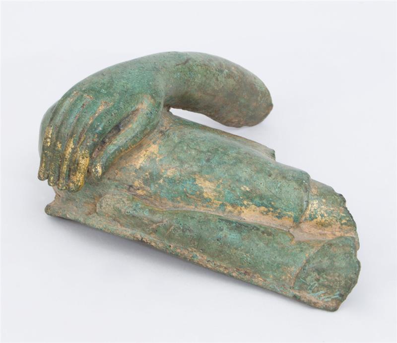 Appraisal: SOUTHEAST ASIAN VERDIGRIS BRONZE FRAGMENT x in Condition In good