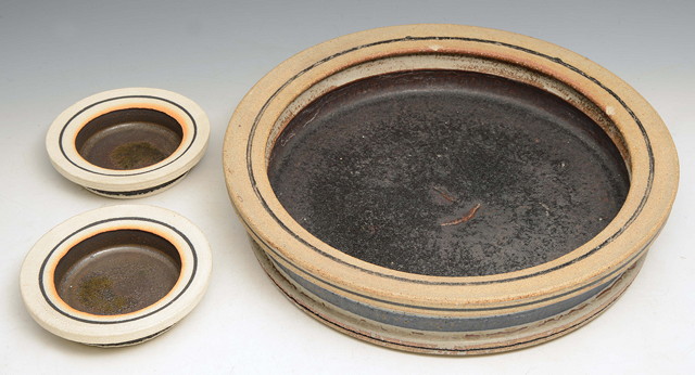 Appraisal: Robin Welch British b Large stoneware dish black glaze to