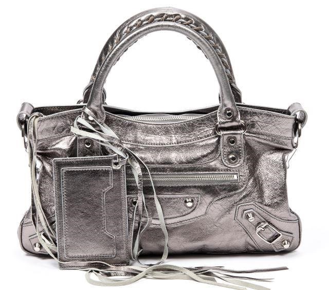 Appraisal: Balenciaga Arena First handbag in metallic silver distressed leather with