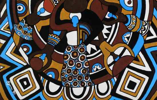 Appraisal: Uzo Egonu - gouache Abstract - female figures signed and