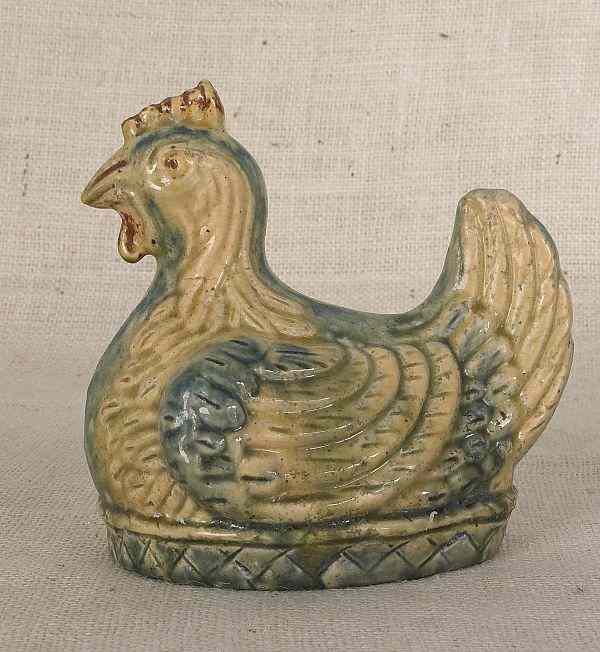 Appraisal: Redware hen on a nest th c h