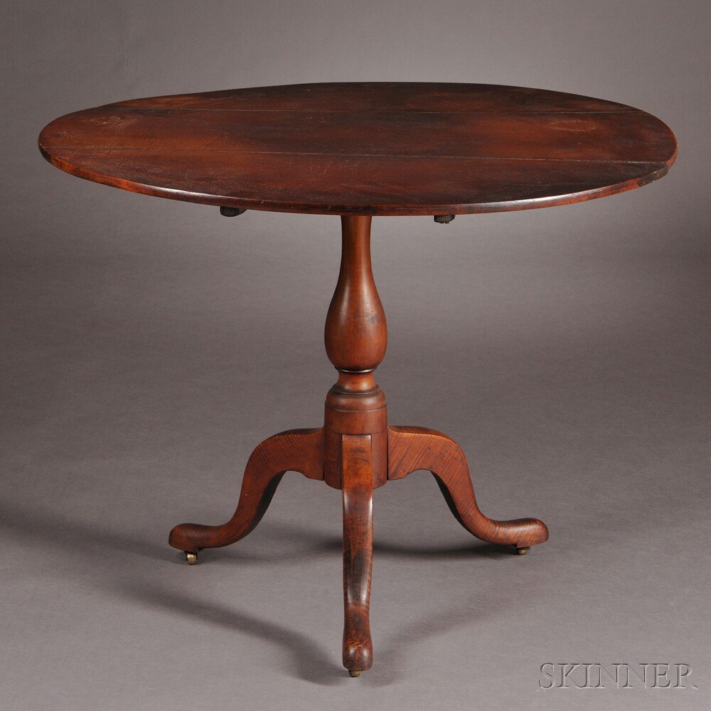 Appraisal: Tiger Maple Tilt-top Tea Table New England late th century