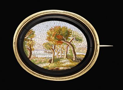 Appraisal: Micro mosaic brooch Landscape scene set in onyx and low