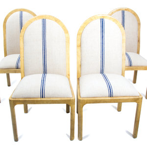 Appraisal: A Set of Four Lacquered Goatskin Side Chairs After Karl