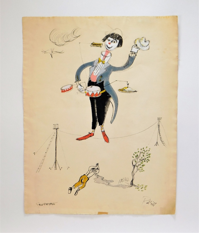 Appraisal: DIETER ROTH SELF PORTRAIT CLOWN ILLUSTRATION Germany Switzerland - Depicts