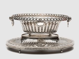 Appraisal: CHRICHTON BROTHERS Silver Basket on Stand CHRICHTON BROTHERS SILVER BASKET