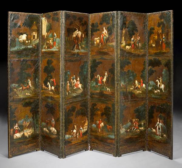 Appraisal: A George III six fold floor screen late th century