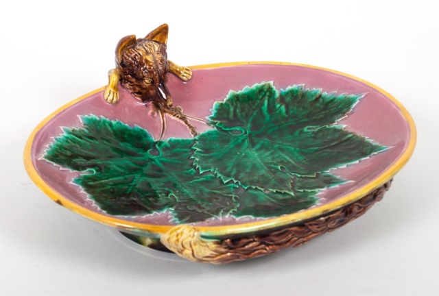 Appraisal: George Jones majolica grape dish late th century oval bowl