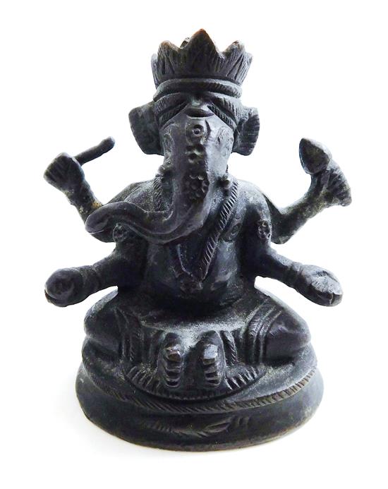 Appraisal: ASIAN Diminutive th th C bronze figure of Ganesha on