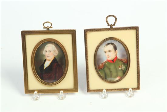 Appraisal: TWO MINIATURES ON IVORY Continental late th century Portraits of