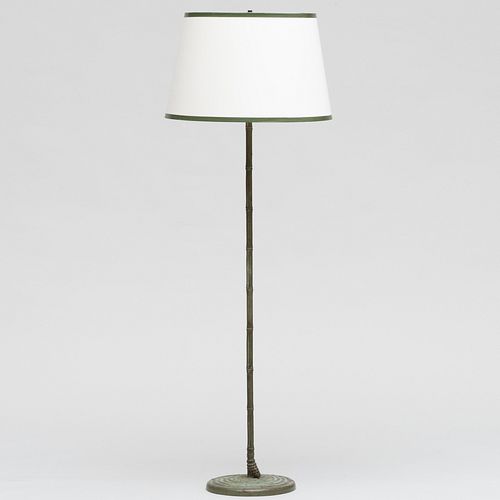 Appraisal: VERDIGRIS BRONZE FAUX BAMBOO FLOOR LAMP IN THE MANNER OF