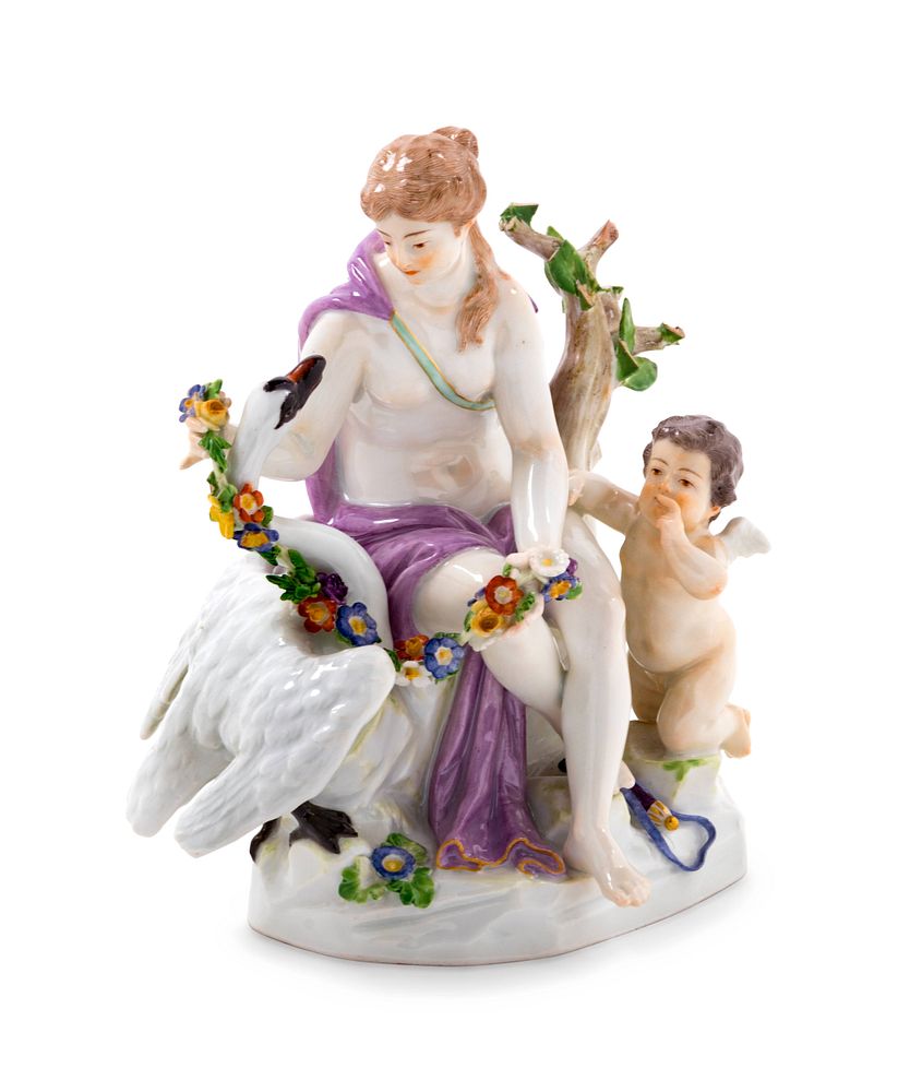 Appraisal: A Meissen Painted Porcelain Figural Group Depicting Leda and the