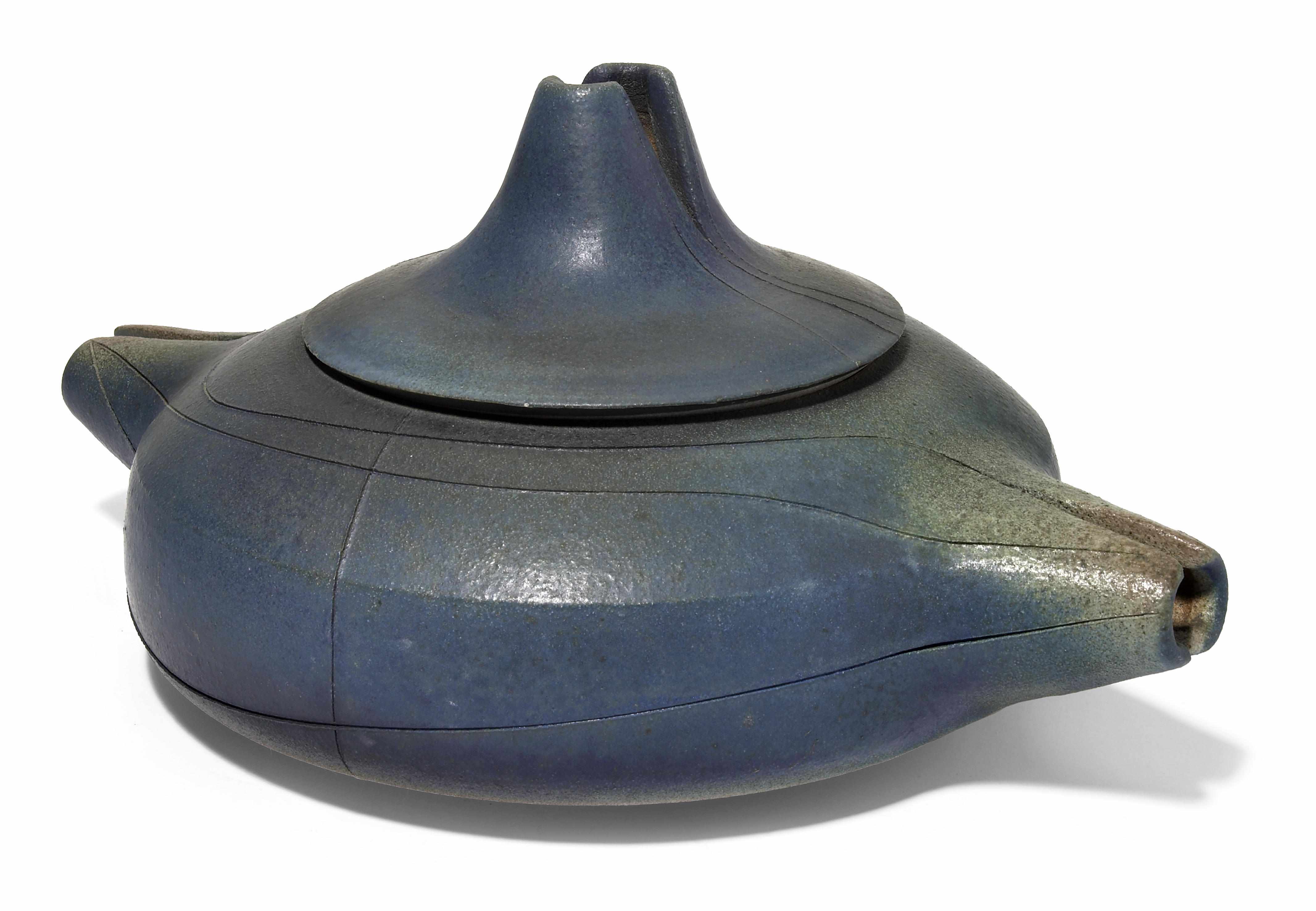 Appraisal: Karen Karnes American born Vessel glazed and woodfired stonewareimpressed conjoined