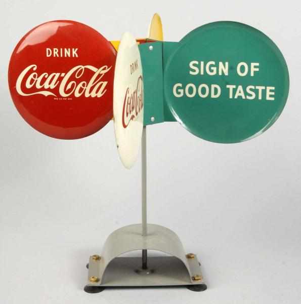 Appraisal: Tin Coca-Cola -Sided Whirly Bird Sign Description s Original base