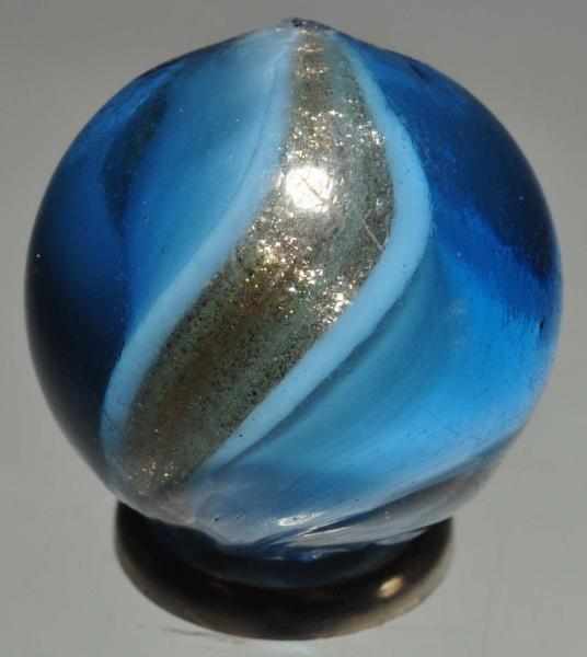 Appraisal: Blue Glass Ribbon Lutz Marbles Description White ribbon in blue