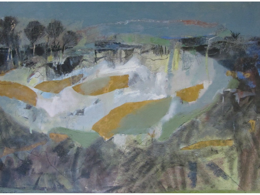 Appraisal: MAUREEN BINNIE CONTEMPORARY LANDSCAPE Mixed media with collage signed x