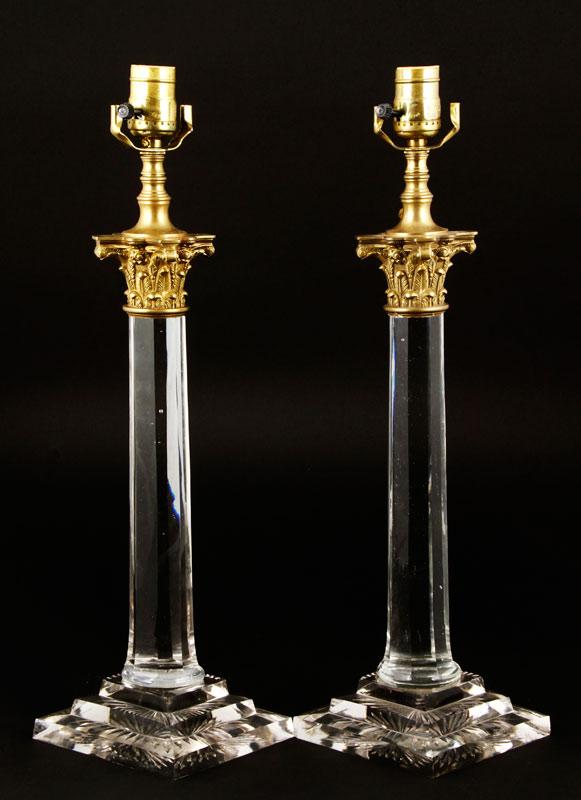 Appraisal: - Pair of Crystal Lamps Pair of lamps crystal without