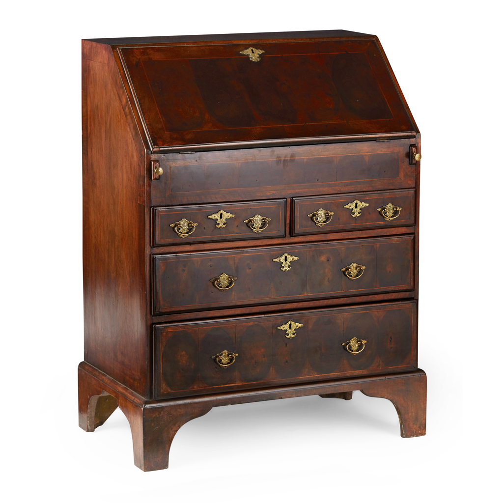 Appraisal: QUEEN ANNE LABURNUM OYSTER VENEERED BUREAU EARLY TH CENTURY the