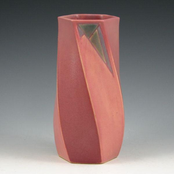 Appraisal: Roseville Futura - pink twist vase Unmarked Professional restoration to