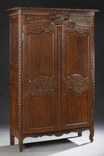 Appraisal: French Louis XV Style Carved Oak Wedding Armoire th c