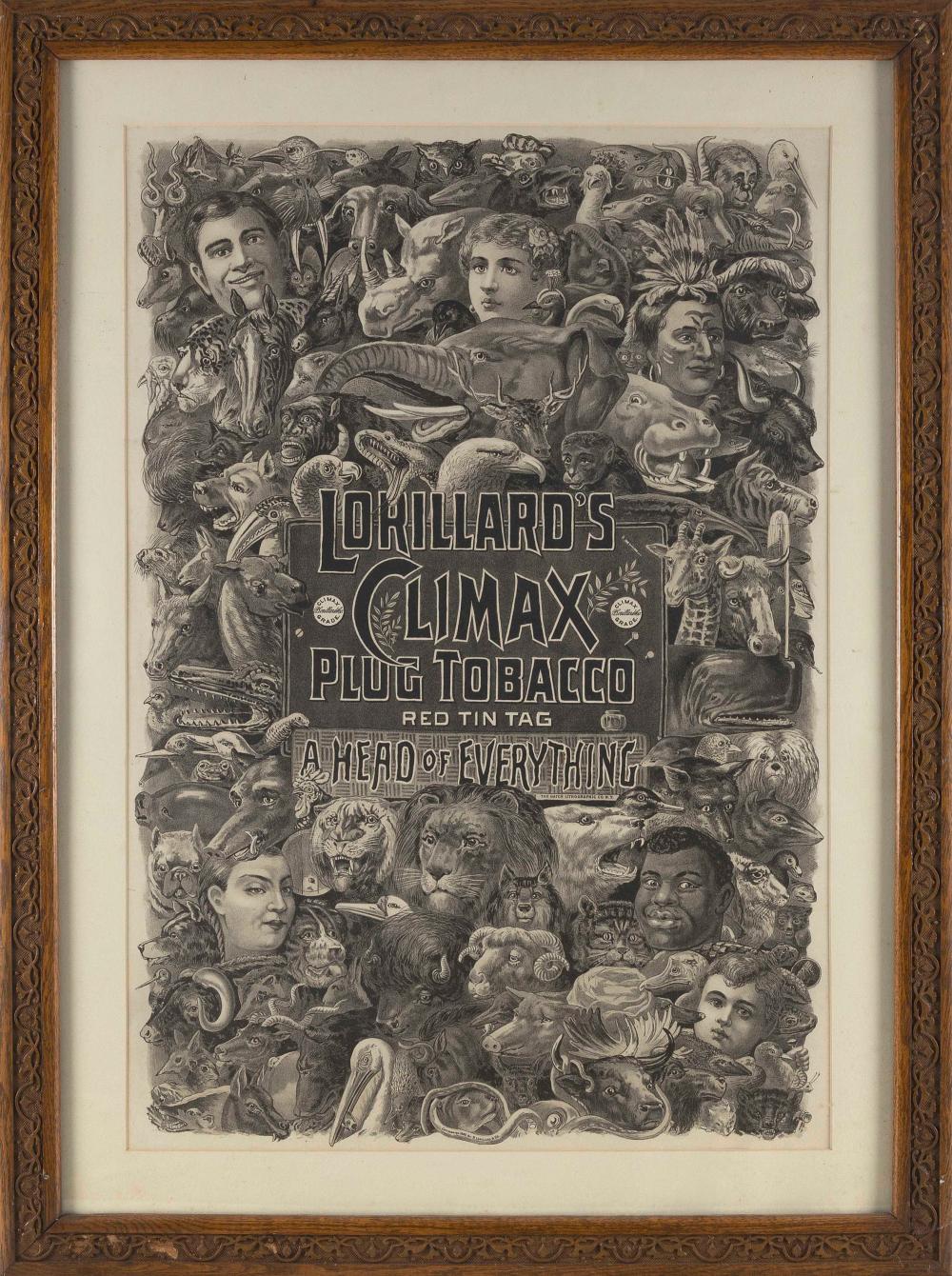 Appraisal: LORILLARD'S CLIMAX PLUG TOBACCO ADVERTISEMENT th Century A Head of