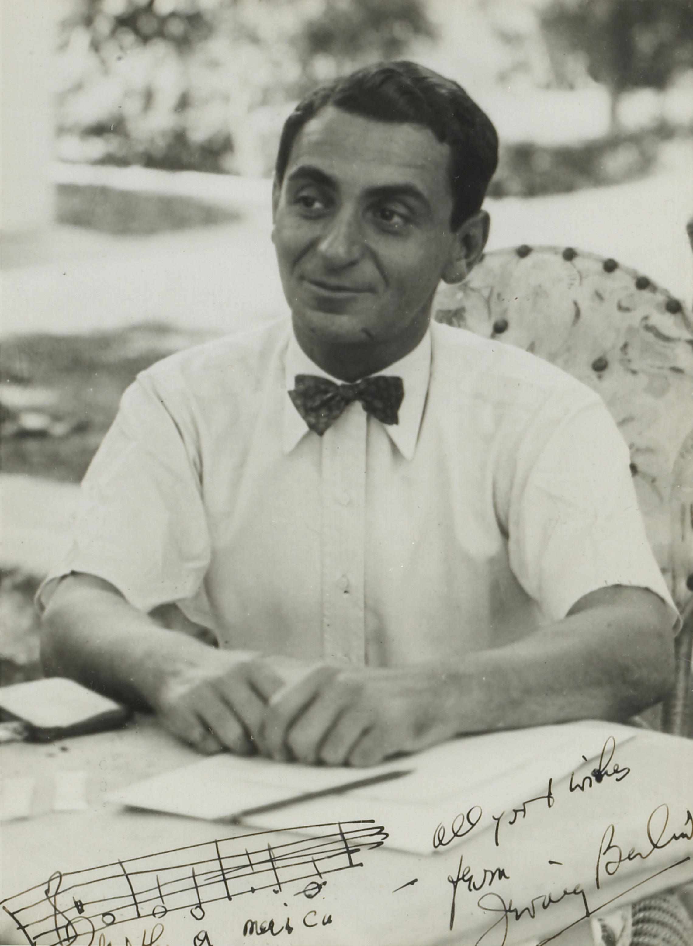 Appraisal: BERLIN IRVING - Photograph Signed ''Irving Berlin'' and Inscribed with