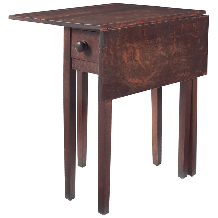 Appraisal: Gustav Stickley tea table gate-leg form with a single drawer