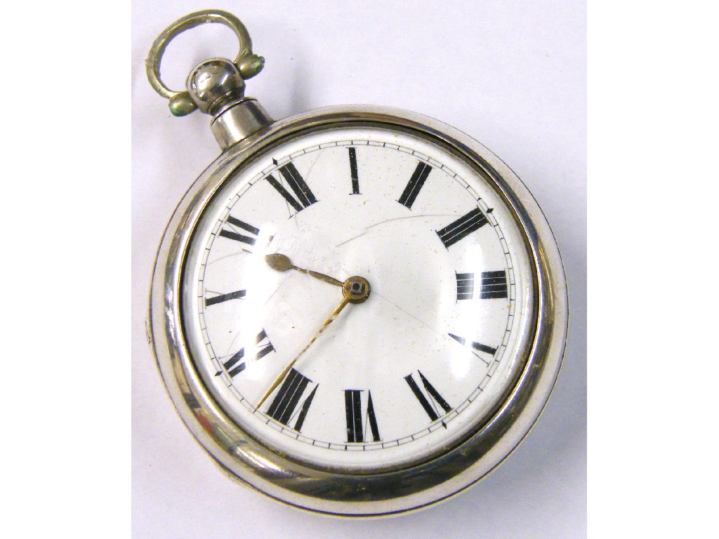 Appraisal: Silver fusee verge pair case pocket watch hallmarked London the