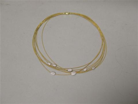 Appraisal: BICEGO SEVEN STRAND GOLD AND DIAMOND NECKLACE Formed as a