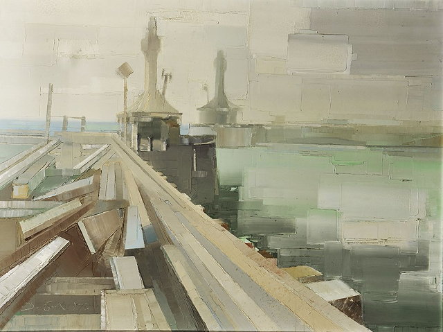 Appraisal: David Smith British - The Pier signed and dated oils