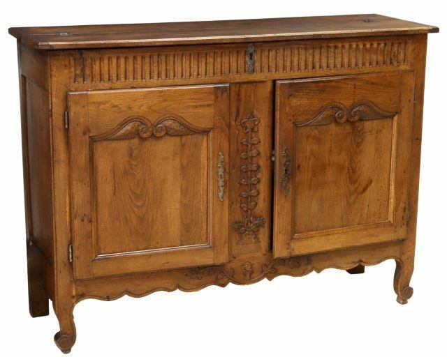 Appraisal: French Provincial walnut sideboard mid th c fitted with two