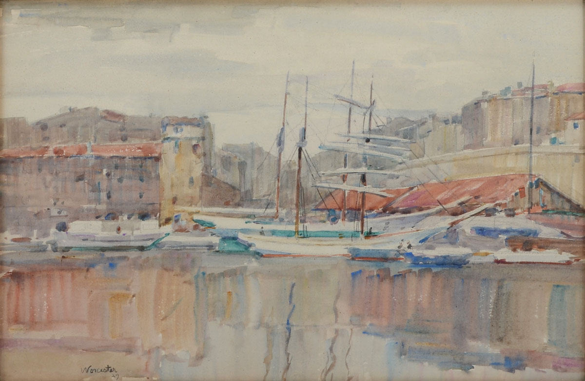 Appraisal: WORCESTER Charles - ''Urban Dockside Scene'' Watercolor sight size is