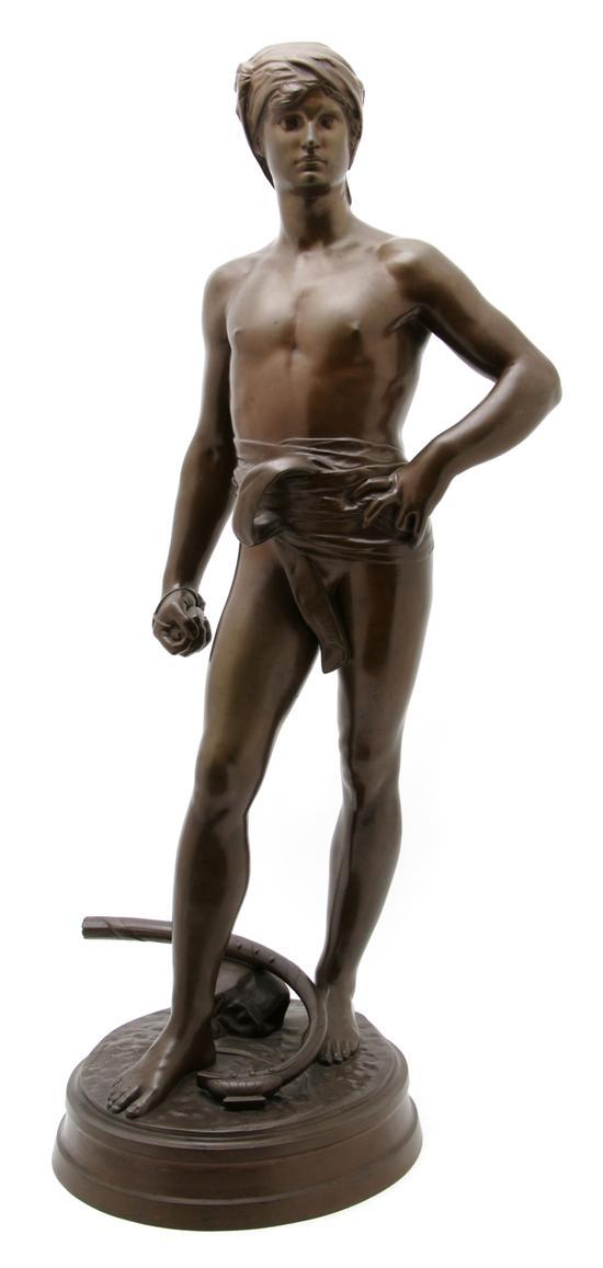 Appraisal: A Bronze Figure of Standing David After A Marcie modeled