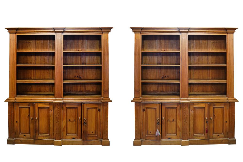 Appraisal: PAIR OF NEOCLASSIC STYLE PINE BOOKCASESlate th century each constructed