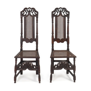 Appraisal: A Pair of William Mary Style Side Chairs TH CENTURY