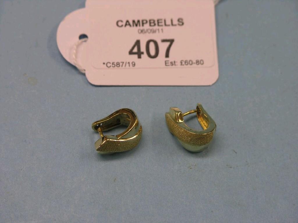 Appraisal: A pair of ct gold ear-rings grams